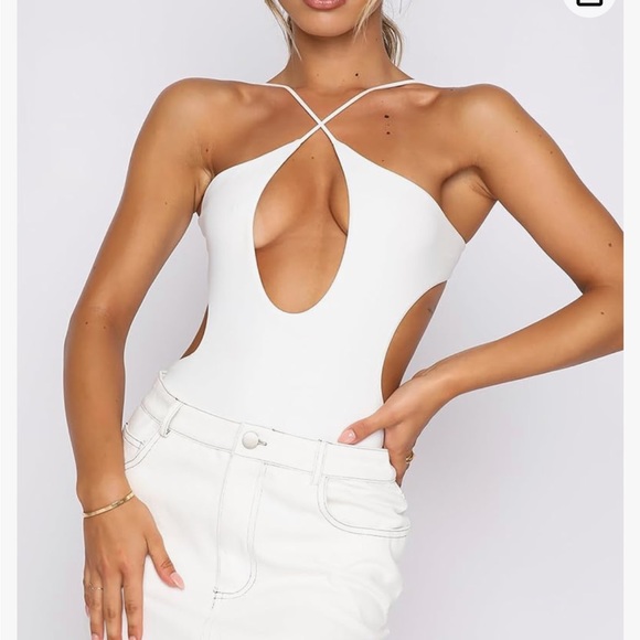 sexy halter once piece bikini criss cross - Picture 4 of 4